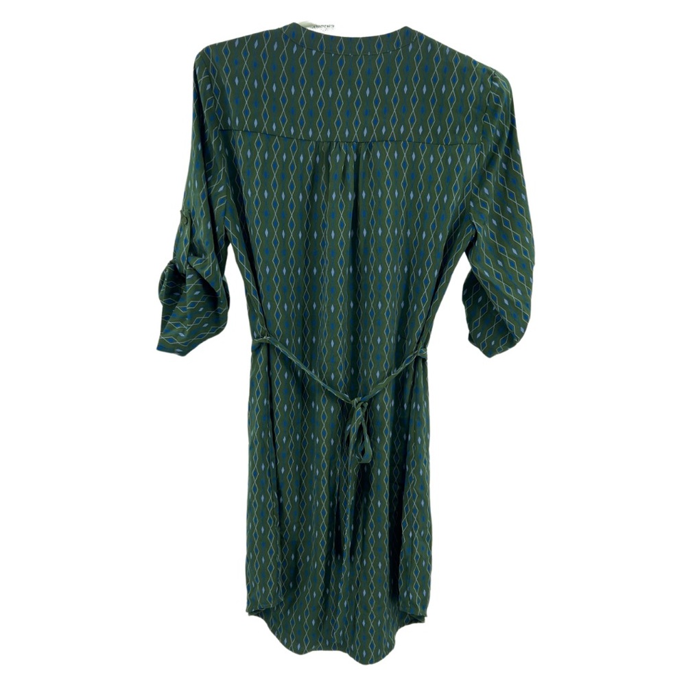 41 Hawthorn geometric diamond Forrest green roll tab sleeve S lightweight office - Picture 3 of 10